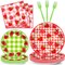 96-Piece Strawberry Party Tableware Set – Plates & Napkins for Birthday, Spring & Summer Parties (Serves 24)
